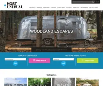 Hostunusual.com(Discover the most unique and extraordinary UK and worldwide places to stay with Host Unusual) Screenshot