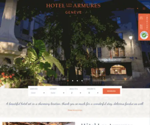 Hotel-Les-Armures.ch(Hôtel 5 étoiles et restaurant à Genève) Screenshot