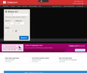 Hotel.com(Deals & kortingen voor hotelreserveringen van luxe hotels tot budgetovernachtingen) Screenshot