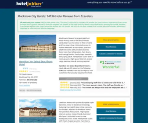 Hoteljabber.com(Mackinaw City Hotel Reviewshotel reviews from HotelJabber) Screenshot