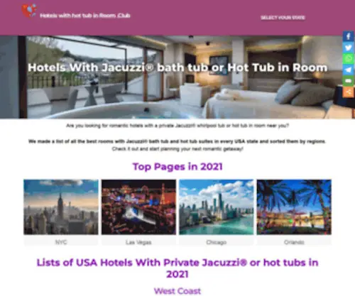 HotelswithJacuzzi.club(Romantic Hotels with a Jacuzzi in Room) Screenshot