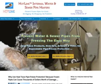 Hotlineinternalpipeheater.com(Prevent Frozen Pipes with the HotLine Internal Water and Sewer Pipe Heater) Screenshot