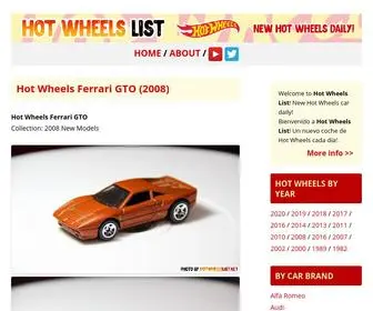 Hotwheelslist.net(Hot Wheels List) Screenshot