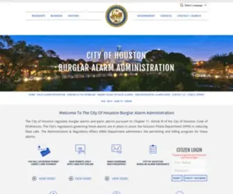 Houstonburglaralarmpermits.org(City of houston burglar alarm administration) Screenshot