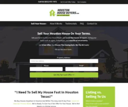 Houstonhousebuyers.com(Sell My House Fast Houston TX) Screenshot