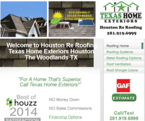 Houstonreroofing.com(Houston Re Roofing) Screenshot