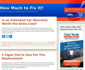 Howmuchtofixit.com(Information about auto repair and preventive maintenance) Screenshot