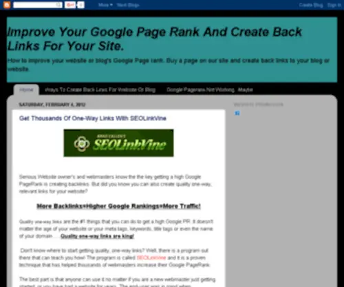 Howtoimproveyourpagerank.com(Improve Your Google Page Rank And Create Back Links For Your Site) Screenshot