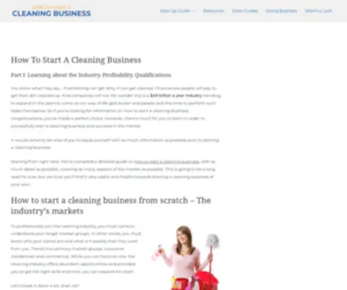 Howtostart-Acleaningbusiness.com(Cash in a $49 billion industry) Screenshot
