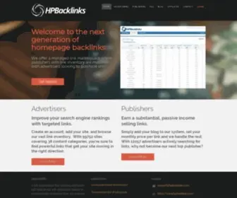 Hpbacklinks.com(The Next Generation of Homepage Backlinks) Screenshot