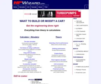 Hpwizard.com(Automotive design tools) Screenshot