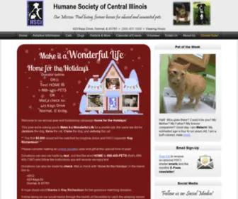 Hscipets.org(Humane Society of Central Illinois) Screenshot