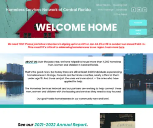 HSNCFL.org(Homeless Services Network of Central Florida) Screenshot