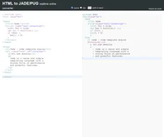 HTML2Jade.org(HTML to Jade/Pug Online Realtime Converter) Screenshot