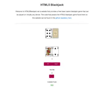 HTML5Blackjack.net Screenshot