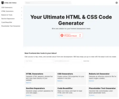 HTMLCSS.tools(HTML & CSS code generators) Screenshot