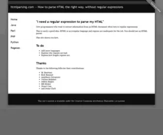 HTMlparsing.com(Your guide to parsing HTML) Screenshot