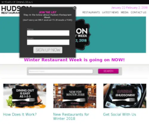 Hudsonrestaurantweek.com(Hudson Restaurant Week) Screenshot