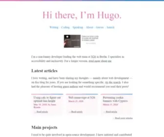 Hugogiraudel.com(Kitty says hi) Screenshot