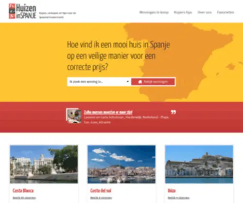 Huizeninspanje.nl(Verkopen en tips voor de Spaanse huizenmarkt) Screenshot