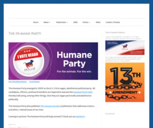 Humaneparty.org(America's Party of Science and Ethics) Screenshot