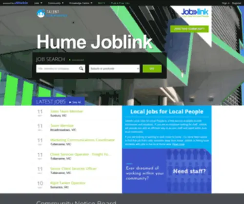 Humejoblink.com.au(Hume Joblink) Screenshot