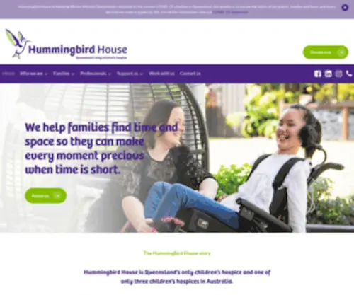 Hummingbirdhouse.org.au(Queensland's only children's hospice) Screenshot