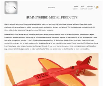Hummingbirdmodelproducts.com(Hummingbird Model Products) Screenshot