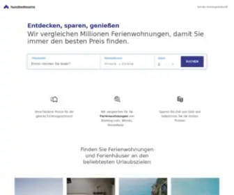 Hundredrooms.de(Ergleichen Sie Ferienwohnungen und Ferienhäuser von über 100 Seiten und 5.000.000 Unterkünften) Screenshot