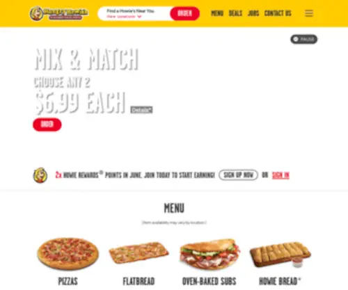 Hungryhowies.com(Home of the Original Flavored Crust®) Screenshot