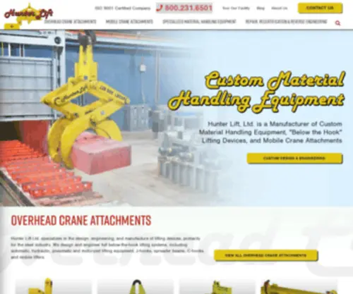 Hunterlift.com(Below-The-Hook Lifting & Material Handling Equipment) Screenshot