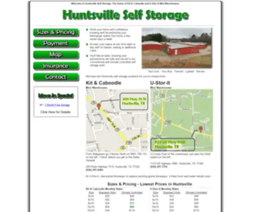 Huntsvilleselfstorage.com(Kit & Caboodle Mini Warehouses) Screenshot