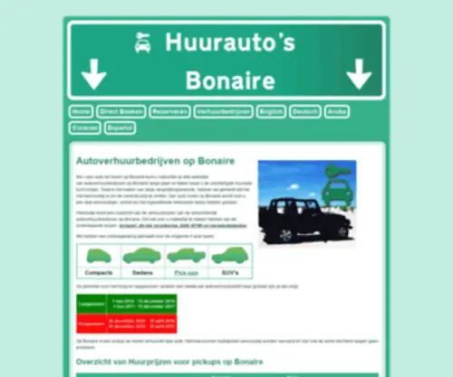 Huurautosbonaire.com(Prijsvergelijking van autoverhuurbedrijven op Bonaire) Screenshot