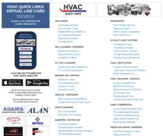 Hvacquicklinks.com(HVAC Quick Links Virtual Product Line Card) Screenshot