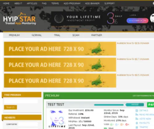 Hyip-Star.net(Best Hyip Monitor) Screenshot