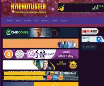 Hyiphotlister.com(The Best Hyip Monitor Promotor & Ratings) Screenshot