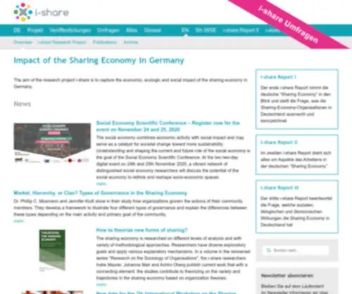 I-Share-Economy.org(Impact of the Sharing Economy in Germany Sharing in Deutschland) Screenshot