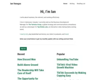 Ianvanagas.com(Ian Vanagas) Screenshot