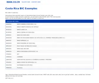 Iban.co.cr(BIC Codes for Costa Rica Banks) Screenshot