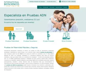 Ibdnachile.com(Pruebas de Paternidad y de ADN en International Biosciences) Screenshot