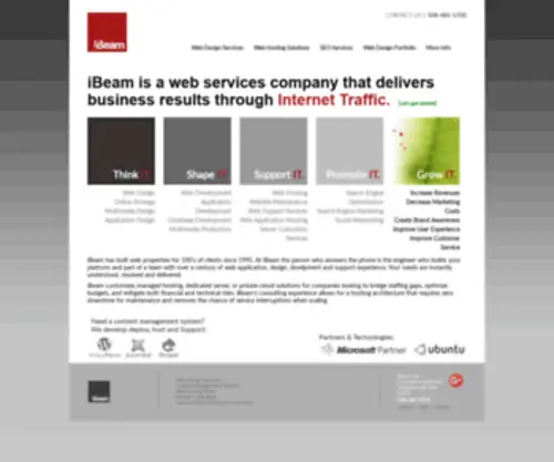 Ibeaminc.com(Boston web design and development application hosting) Screenshot