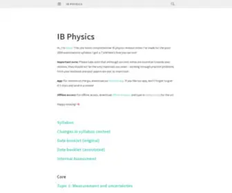 Ibphysics.org(Revision notes for IB Physics) Screenshot