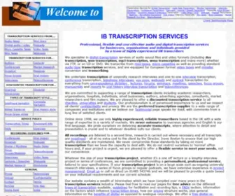 Ibtranscriptionservices.co.uk(Digital transcription services plus audio tape transcription) Screenshot