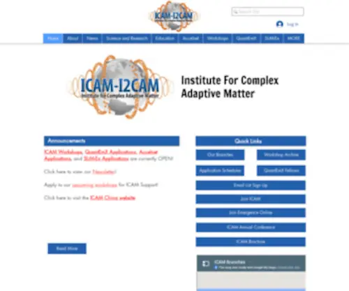 Icam-I2Cam.org(ICAM-I2CAM Institute for Complex Adaptive Matter) Screenshot