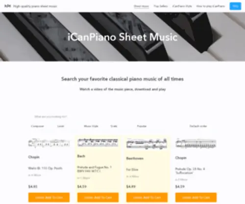 Icanpiano.net(Easy to read piano notes) Screenshot