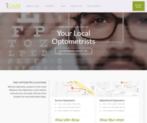 Icaredoctors.com(With two optometry locations) Screenshot