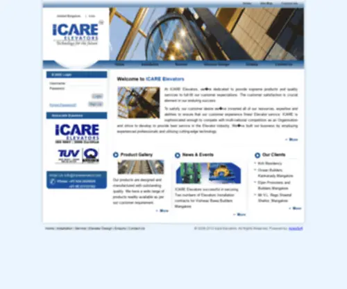 Icareelevators.com(Technology for the future) Screenshot