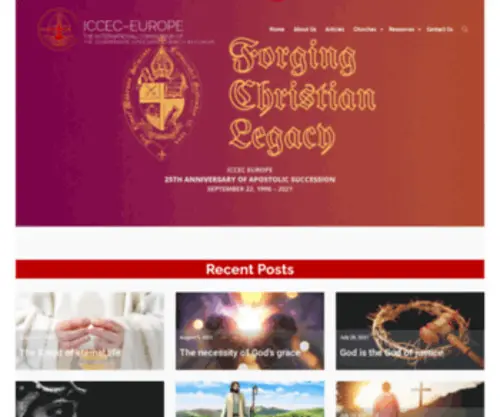 Icceceurope.org(International Communion of The Charismatic Episcopal Church in Europe) Screenshot