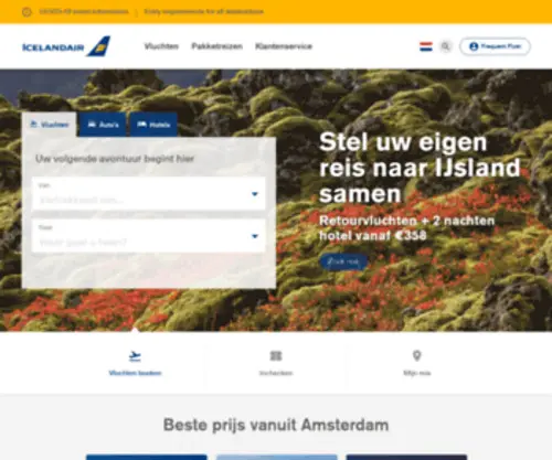 Icelandair.nl(Goedkope vliegtickets naar IJsland) Screenshot