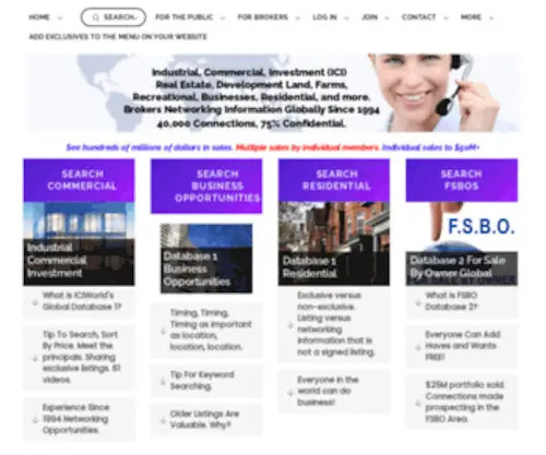 IciWorld.net(Search Commercial and Residential Real Estate Worldwide) Screenshot